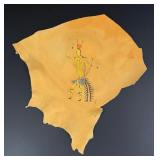 Crow Indian Ledger Art Style Painted Hide