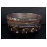 Ancient Roman Ribbed Marbled Glass Bowl