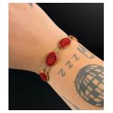 Chinese Silver Export Cinnabar Bracelet