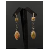 Sterling Silver Unakite Earrings