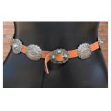 Swastika Whirling Log Navajo Sterling Concho Belt