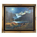 Robert Walton Mountain Lake Campfire Painting