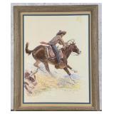 Robert Farrington Elwell Roping a Steer Pastel