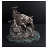 Charles M Russell Buffalo Rubbing Rock Bronze