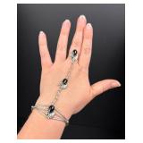 Navajo Sterling Silver Onyx Slave Bracelet