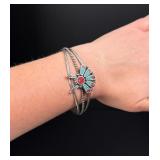Navajo Chip Inlaid Sterling Silver Bracelet