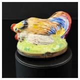 Limoges Porcelain Two Fucking Chickens Trinket Box