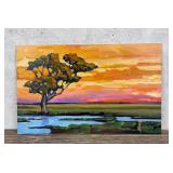 William Hawkins Marsh Sunset Oil Painting