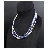 10k Gold Coral Lapis Lazuli Necklace