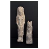 Grand Tour Egyptian Shabti and Bastet Statuettes