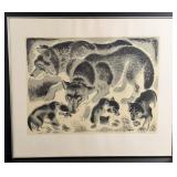 Russian Wolves Linocut Print