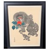 Ohara Koson Monkeys and Persimmon Print