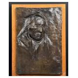 Ace Powell Indian Chief Wall Plaque Bronze