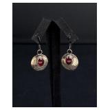 Navajo Garnet Sterling Silver Earrings