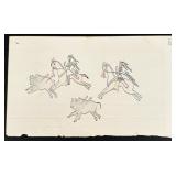 Plains Native American Indian Ledger Art Drawing