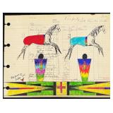 James Red Fox Blackfoot Ledger Art Painting