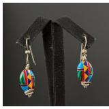 Navajo Sterling Silver Inlaid Earrings