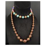 Art Deco Blown Glass Bead Flapper Necklaces