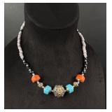 Tibetan Tribal Coral Lapis Necklace