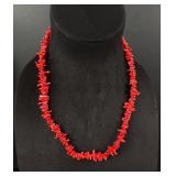 Sterling Silver Red Branch Coral Necklace