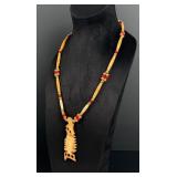 Native American Bone Hair Pipe Eagle Necklace