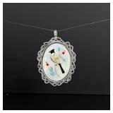 Zuni Sterling Mother of Pearl Inlay Pendant