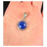 Silver Lapis Lazuli Pendant with Moonstone