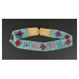 Apache Indian Beaded Swastika Hatband