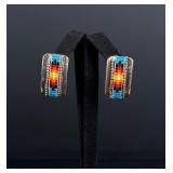 Signed Navajo Sterling Silver Beaded Earrings