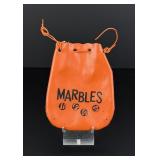 Leather Marble Pouch with Drawstrings