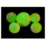 Set of Akro Agate Uranium Glass Marbles
