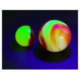 Akro Agate Uranium Glass Red Swirl Marbles