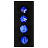 Set of Akro Agate Blue Swirl Glass Marbles