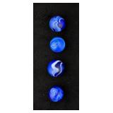 Set of Akro Agate Blue Swirl Glass Marbles