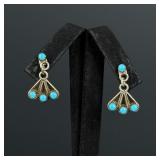 Zuni Sterling Silver Snake Eye Turquoise Earrings