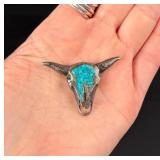 Navajo Sterling Silver Buffalo Skull Pendant
