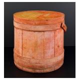 Antique Primitive Red Painted Shaker Wood Firkin