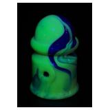 Akro Agate Uranium Glass Blue Swirl Car Ashtray