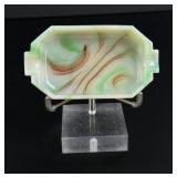 Akro Agate Jadeite Green Red Swirl Ashtray