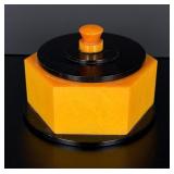 Art Deco Orange and Black Bakelite Box