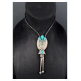 Navajo Sterling Turquoise Kachina Bolo Tie