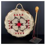 Sioux Native American Indian Buffalo Painted Drum