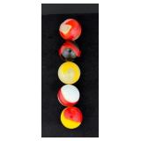 Set of Akro Agate Red and Yellow Glass Marbles