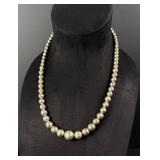 Navajo Sterling Silver Graduated Pearls Necklace