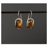 Sterling Silver Baltic Amber Earrings