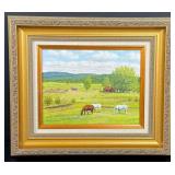 Manuel Garza Horses Grazing Painting