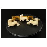 Alaskan Inuit Eskimo Ivory Seal Cufflinks Tie Bar