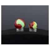 Pair of Peltier Glass Flaming Dragon Glass Marbles
