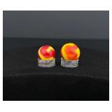 Akro Agate Ketchup & Mustard Glass Marbles