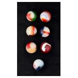 Set of Akro Agate Swirl Glass Marbles